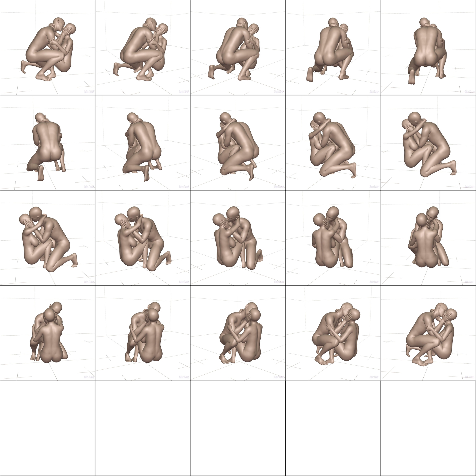 作画用のカップルポーズ集 イチャイチャ編