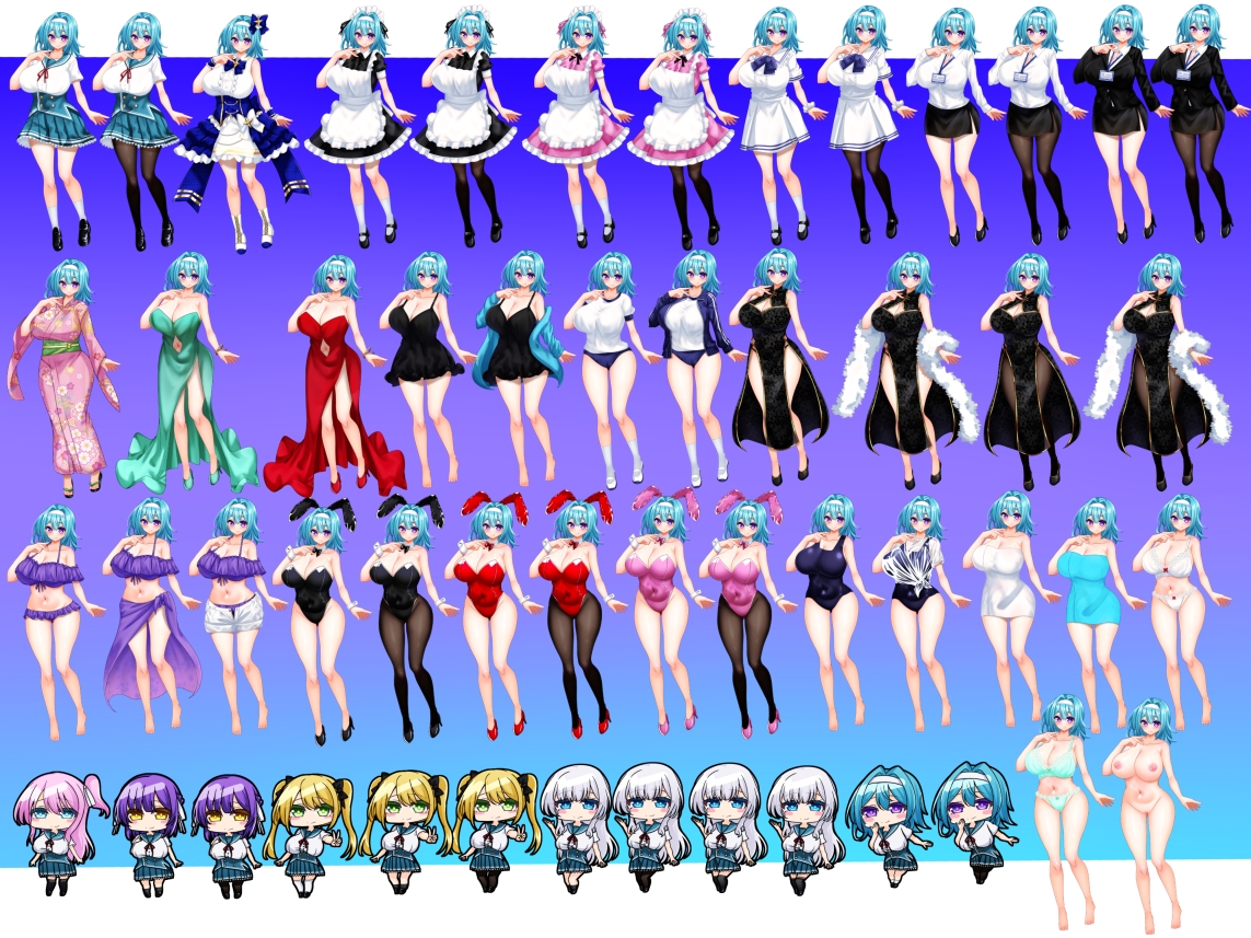 立ち絵素材 制服の女の子 HCGセット5