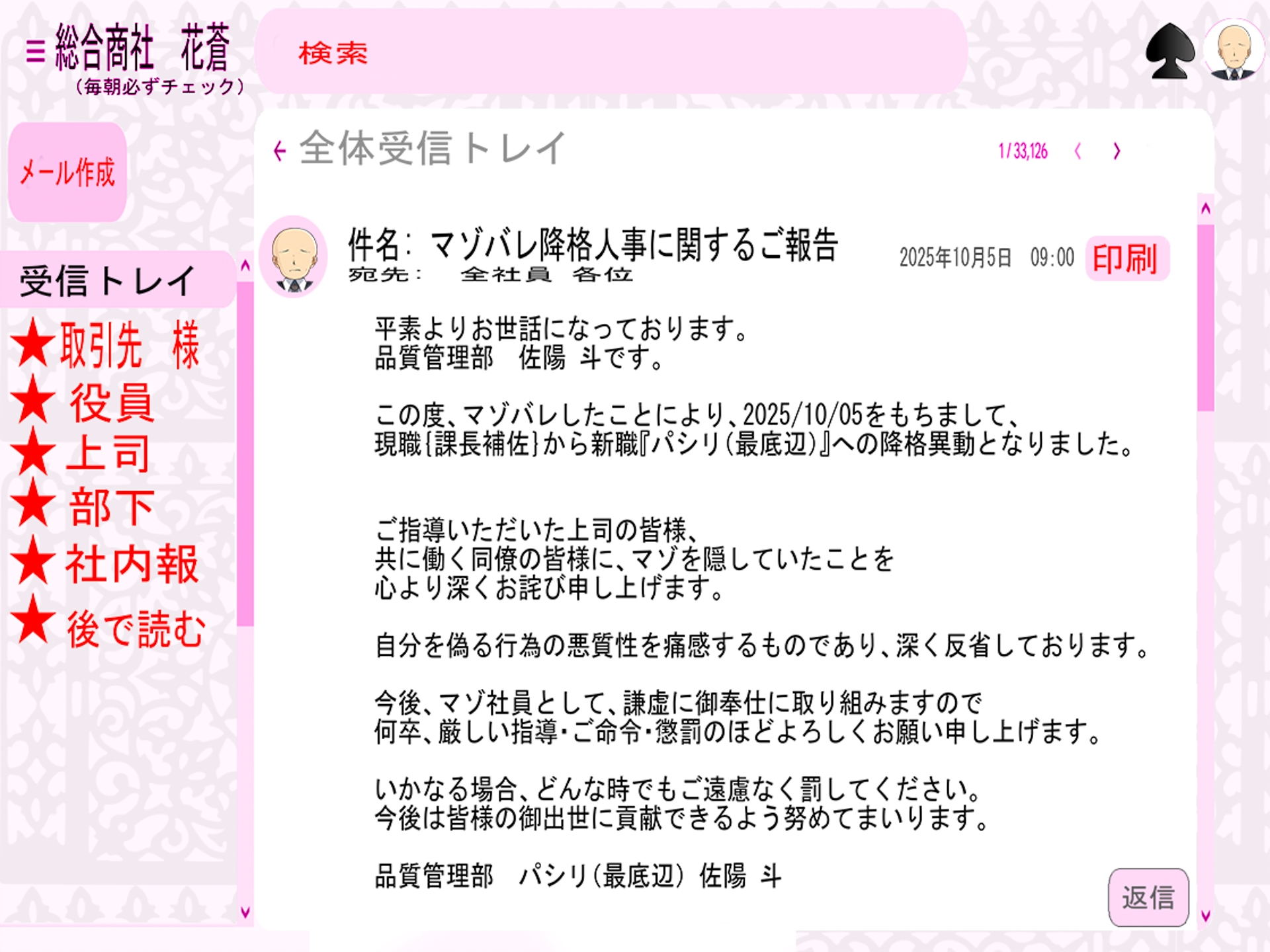 会社でマゾバレ、降格処分を喰らいました。