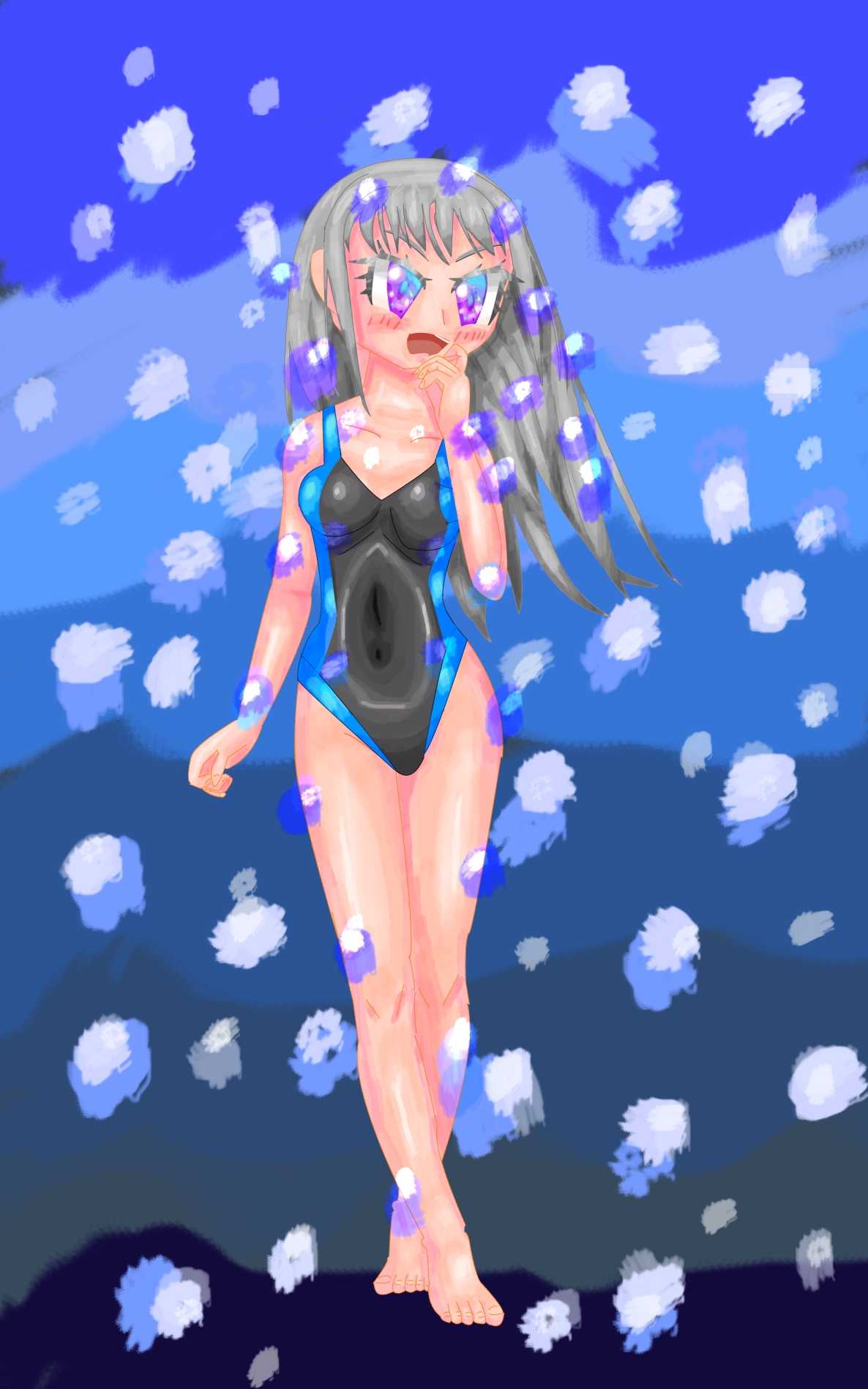 立ち絵素材22競泳水着の女の子裸差分つき