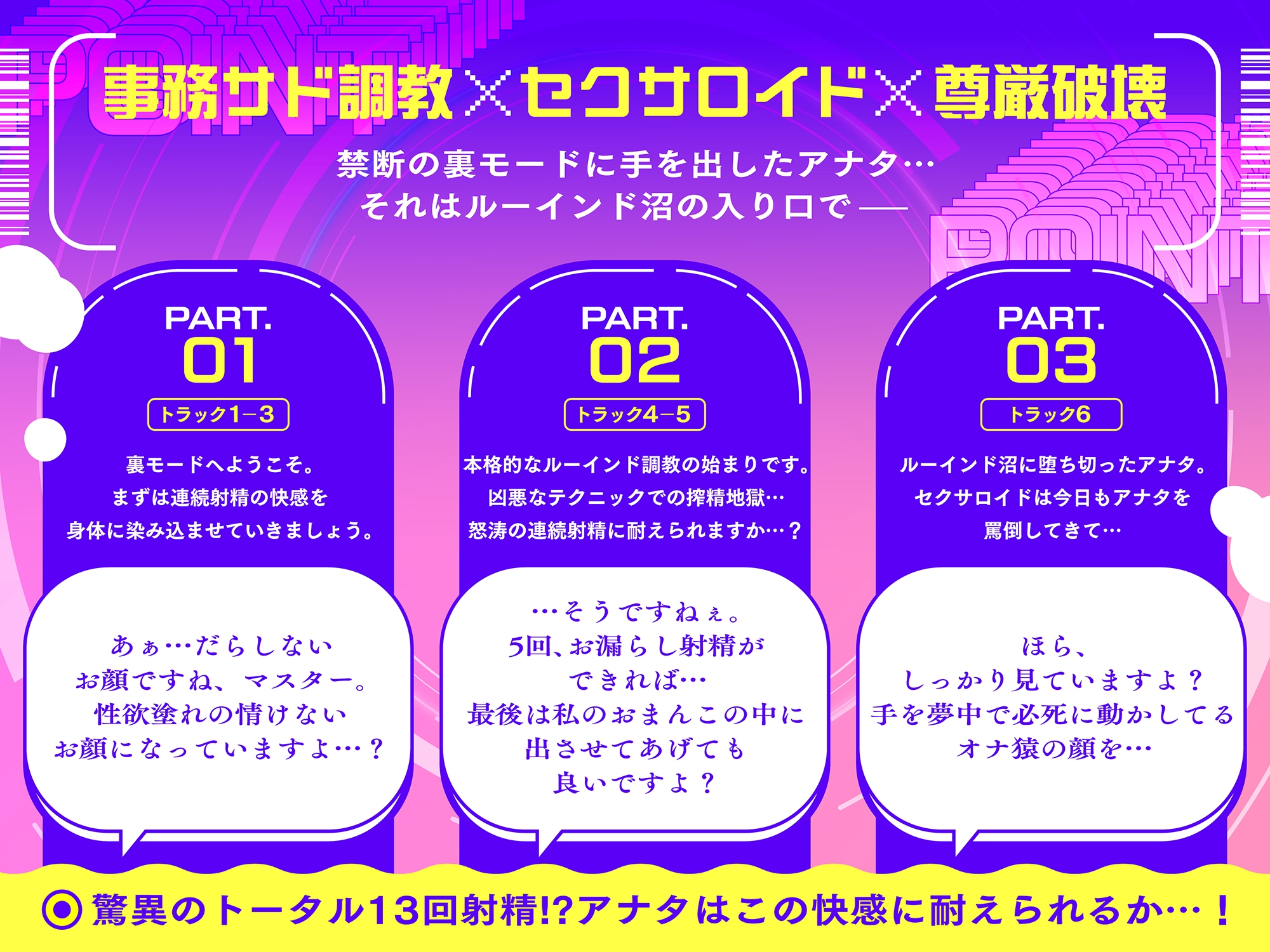 【ルーインドオーガズム】デカ痴女セクサロイドの密着事務的ザーメン搾取～快楽地獄でマゾ堕ち確定お漏らし射精～【13回射精×事務サド調教】