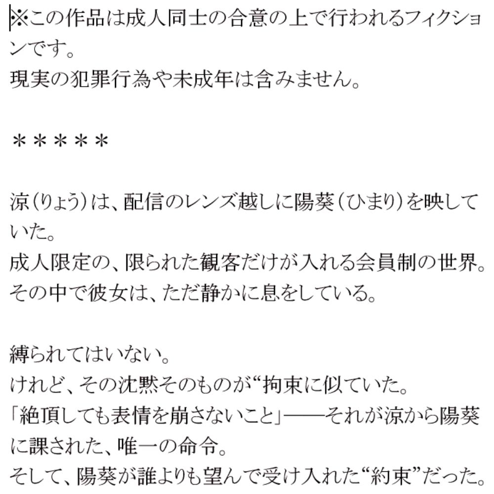「官能小説『羞恥を晒す従順配信』-無機質男を愛した女-」