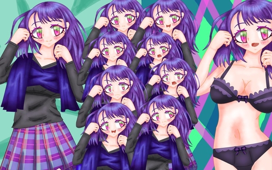 立ち絵素材26表情差分20種下着、全裸差分あり、スカーフの女の子