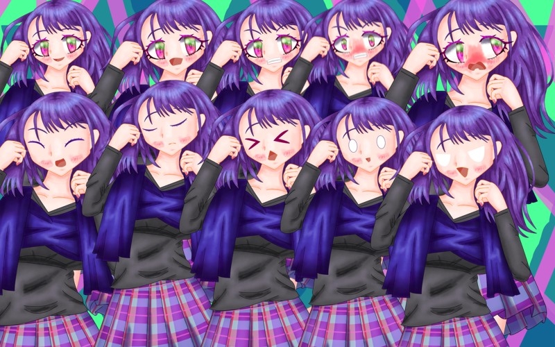 立ち絵素材26表情差分20種下着、全裸差分あり、スカーフの女の子