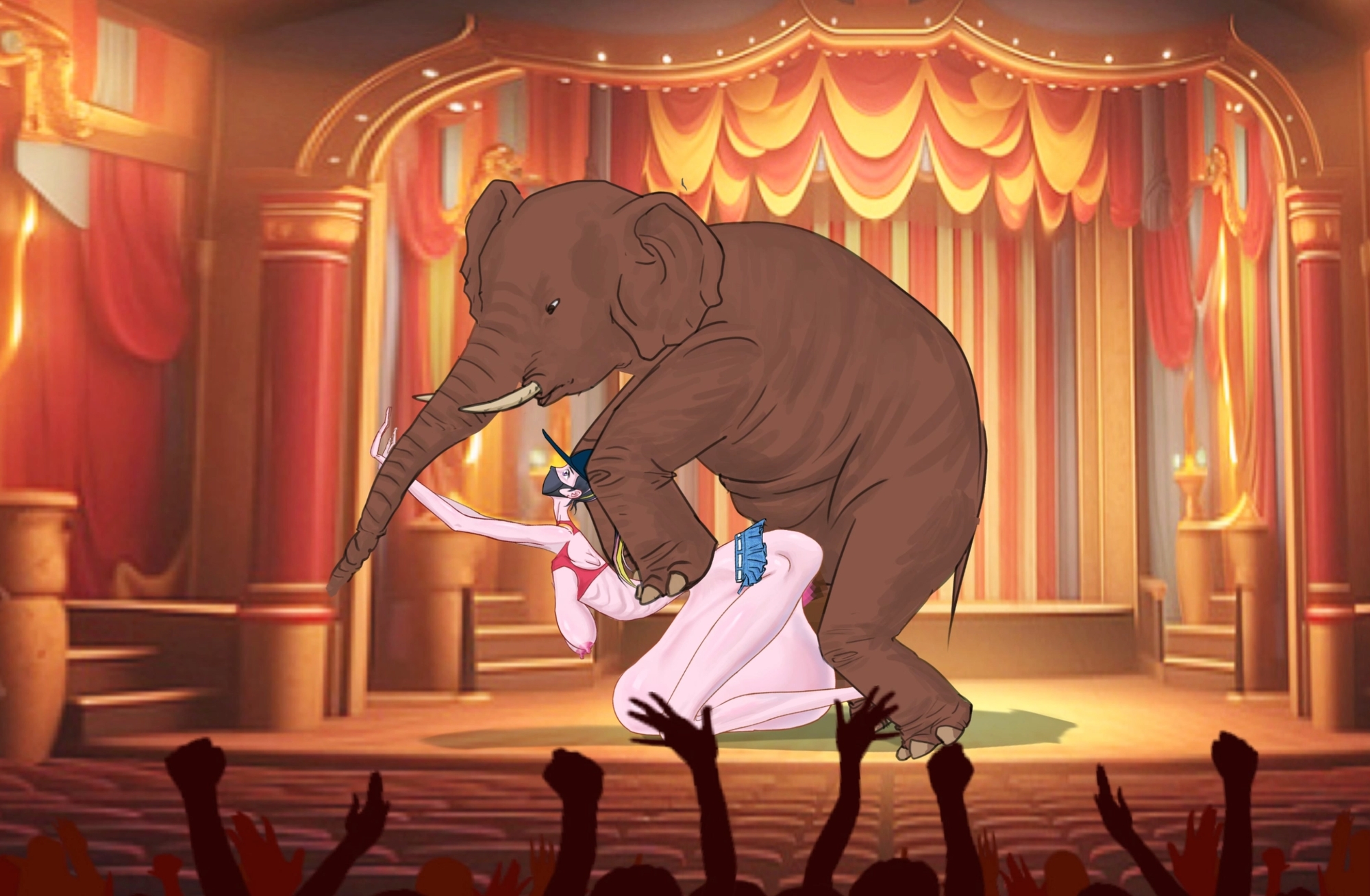 女性動物調教師がサーカスで象に性的暴行を受け、膣脱を患う