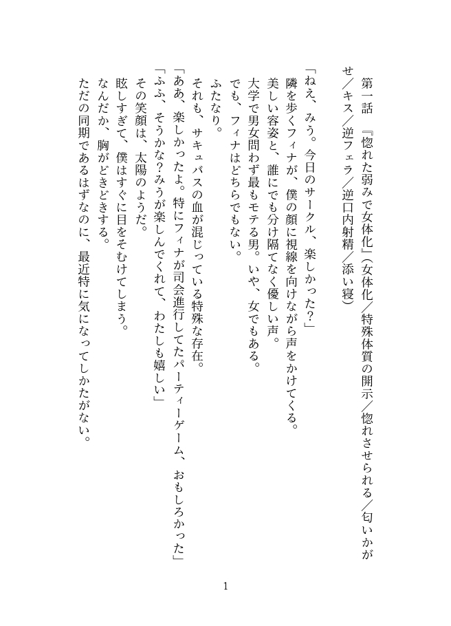 惚れた弱みで女体化～ふたなりサキュバスの恋人になった僕の愛の軌跡～【前編】