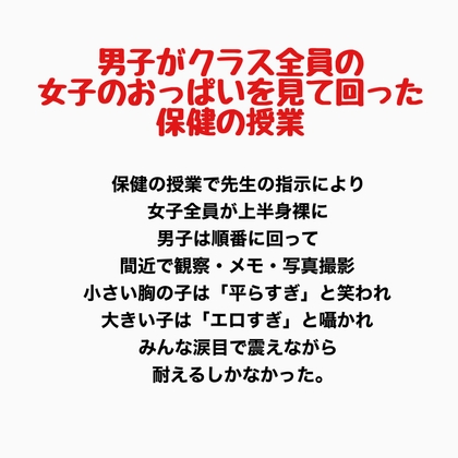 男子がクラス全員の女子のおっぱいを見て回った保健の授業