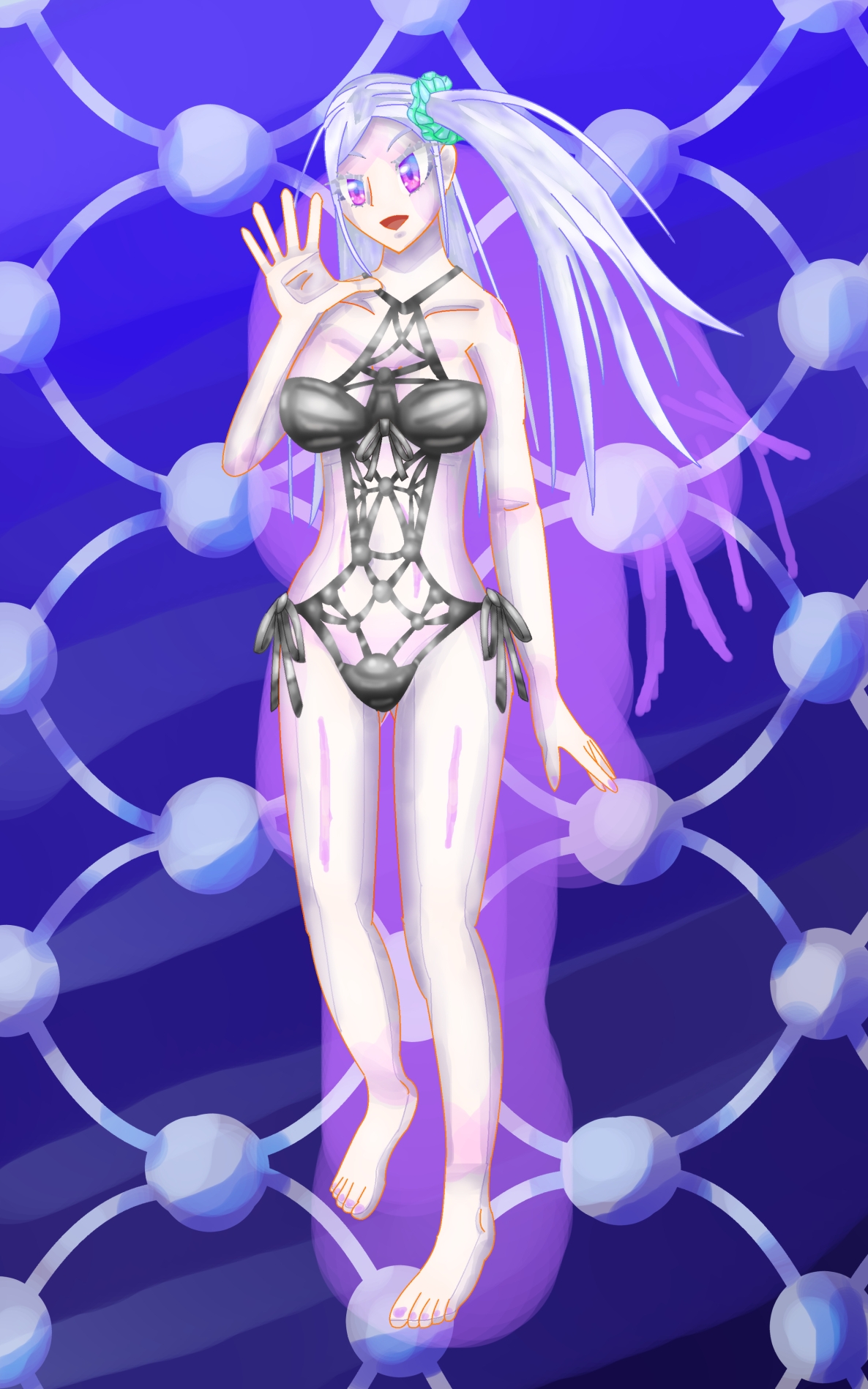 立ち絵素材29全裸差分つき表情差分20種モノキニ水着の女性