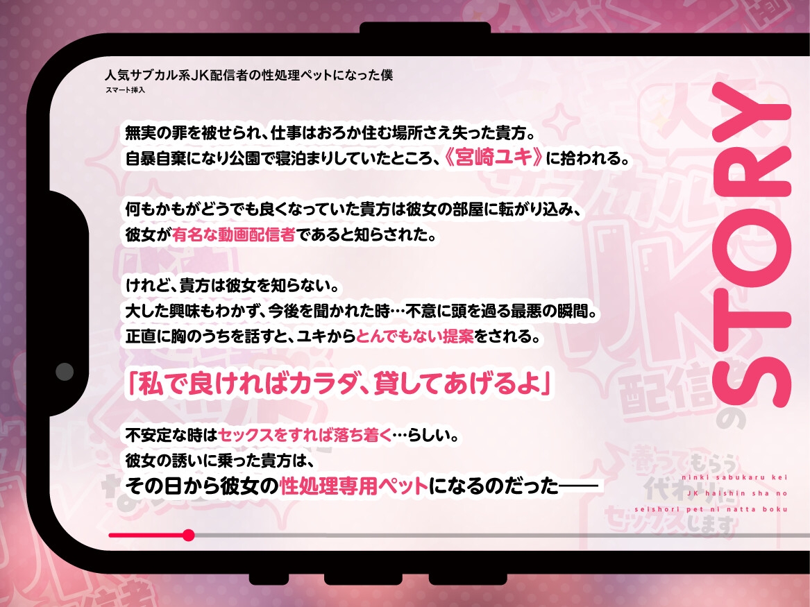 人気サブカル系JK配信者の性処理ペットになった僕～養ってもらう代わりにセックスします～