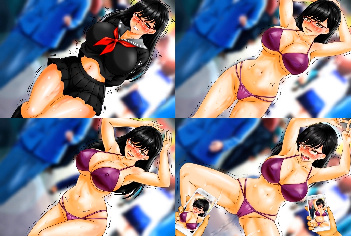 爆乳眼鏡女子・魔法少女・テニス女子、催○発情強○露出絶頂管理ミニアニメーション集