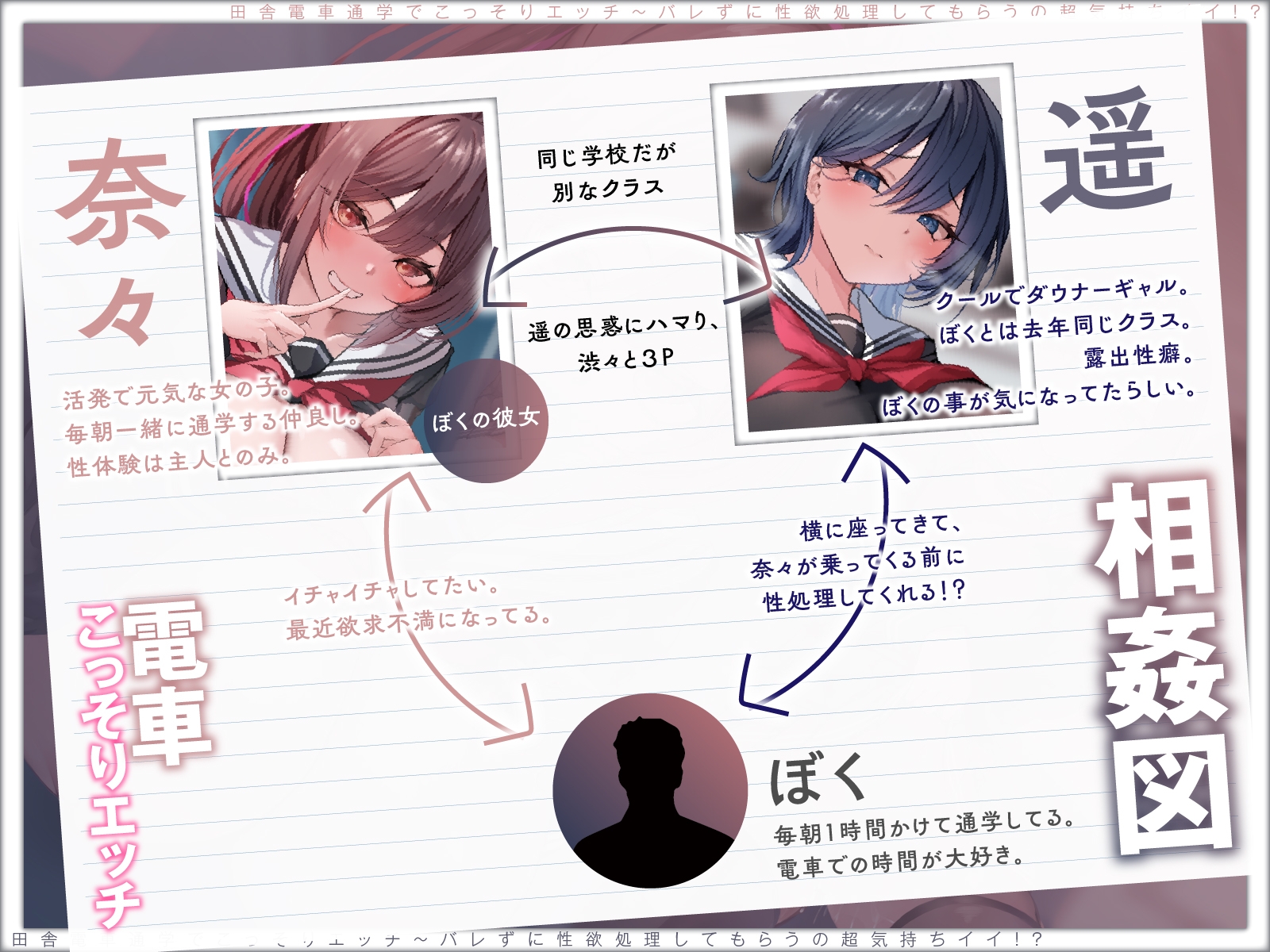 【露出×背徳】電車通学でこっそりエッチ~バレずに性欲処理してもらうの超気持ちイイ!?【JKハメ比べ】