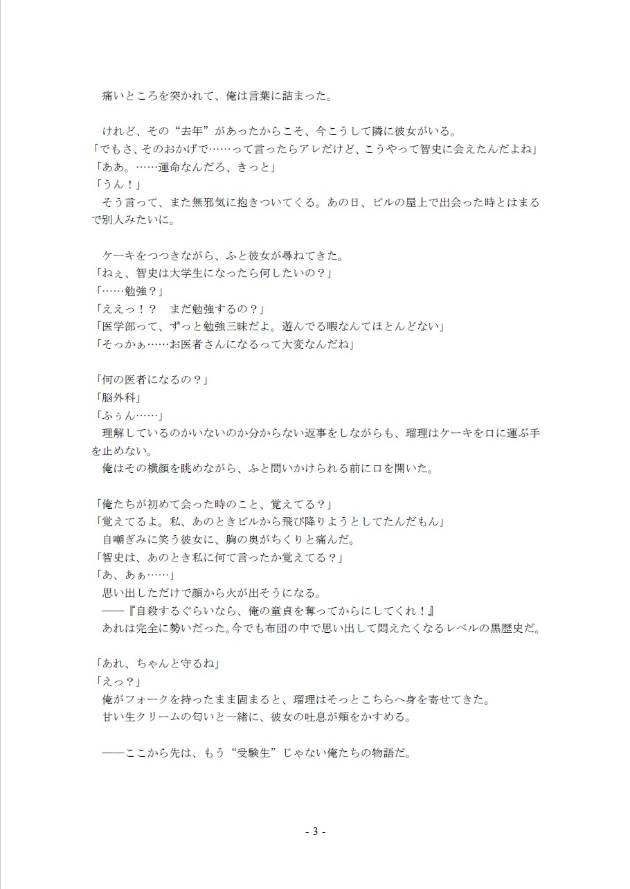 自殺するぐらいなら、俺の童貞を奪ってからにしてくれ！～ビルの屋上で俺は彼女に叫んだ～(4)