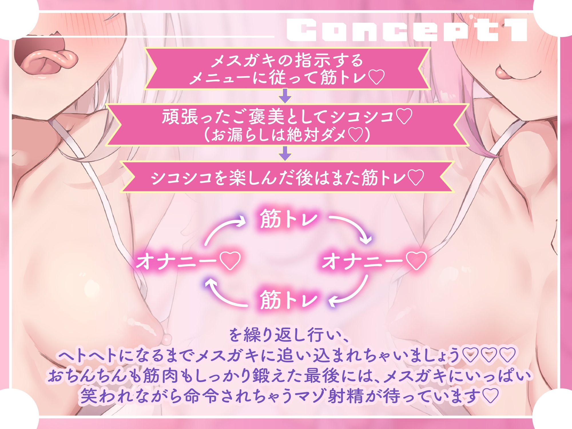 生意気なメ○ガキ双子インストラクターの射精禁止いじわるオナサポトレーニング♡【筋トレのご褒美でシコシコ寸止めオナニー♡】