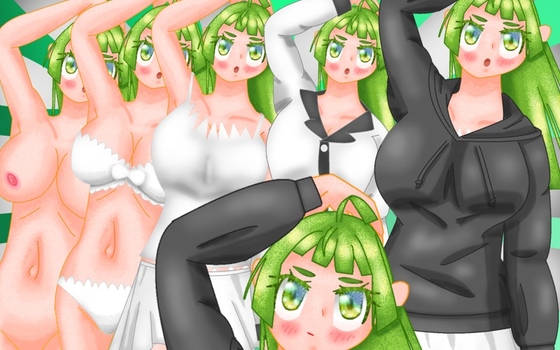 立ち絵素材32全裸衣装差分5種つきぱっつんフードトレーナ-