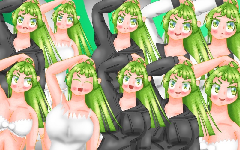 立ち絵素材32全裸衣装差分5種つきぱっつんフードトレーナ-