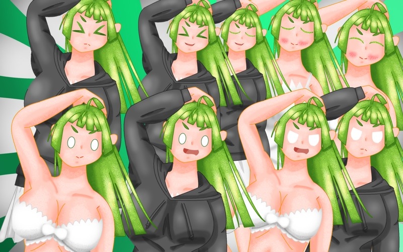 立ち絵素材32全裸衣装差分5種つきぱっつんフードトレーナ-