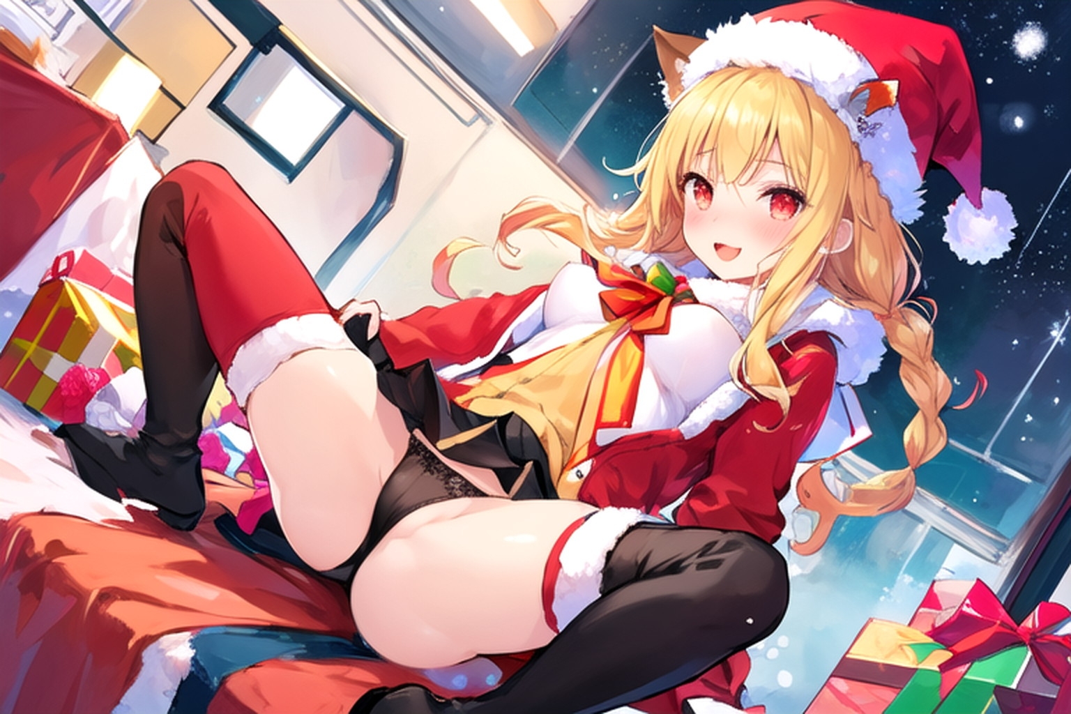 猫のサンタさんがプレゼントを持ってきた…のだが