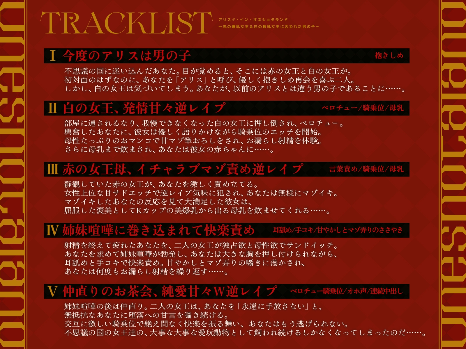 アリス♂・イン・オネショタランド〜赤の爆乳女王&白の長乳女王に囚われた男の子〜【KU100収録】