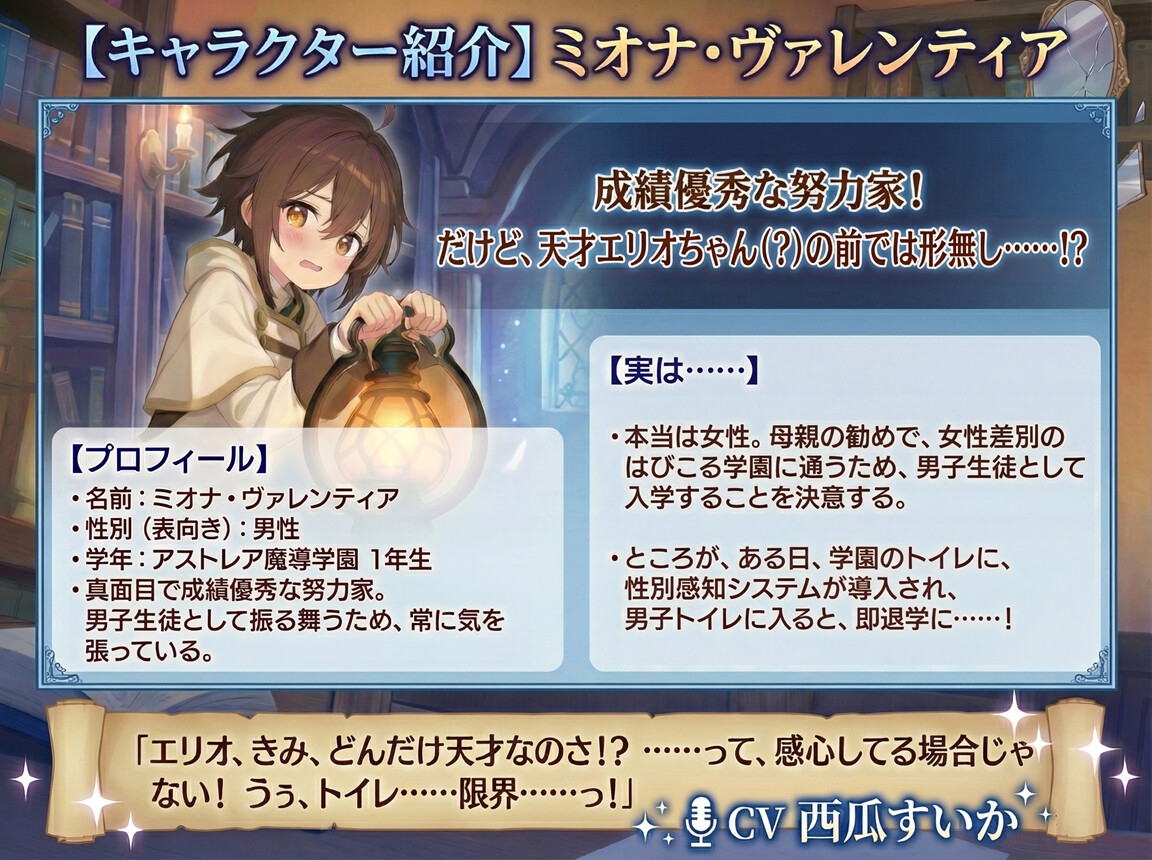 【おしがま × 叙述トリック】男装ミオナちゃんと女装エリオくん