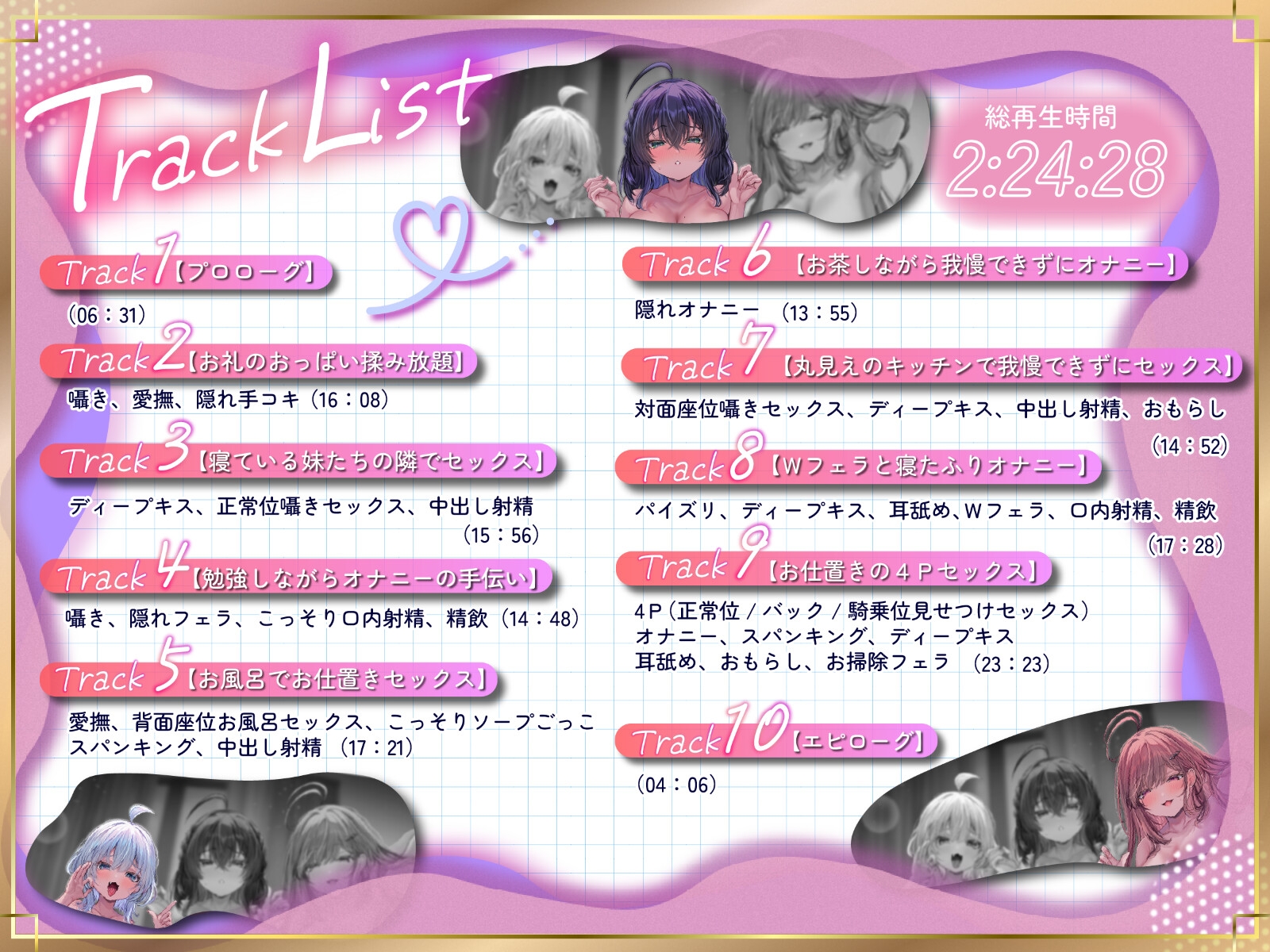 【囁きハーレム濃厚4P！販売から14日間早期購入特典付き】こっそりしちゃお！～姪っ子三姉妹とワンルーム同棲性活～【KU100】