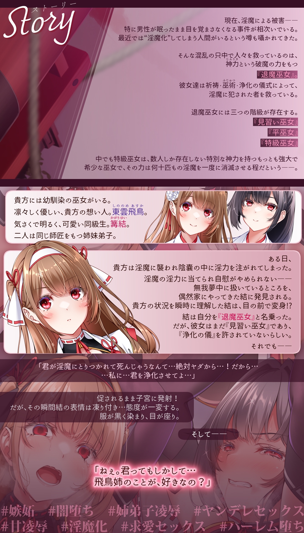 【✅嫉妬姦×快楽堕ち】双堕ち退魔巫女~大好きすぎておまんこ負けちゃう♡快楽♡甘・凌・辱でハーレム連鎖堕ち~
