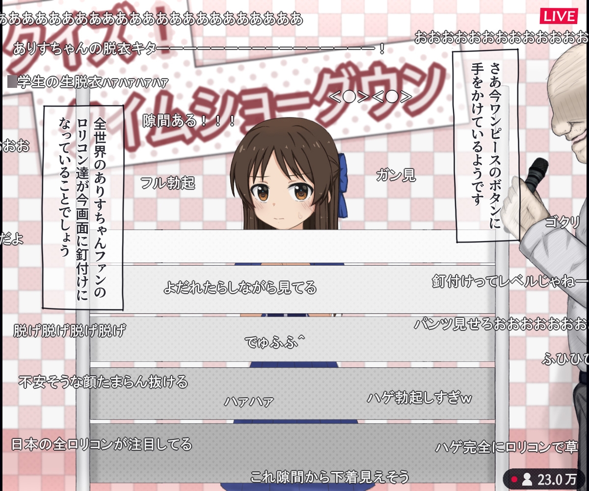 生放送のエロクイズバラエティに出演するJ○アイドルの話