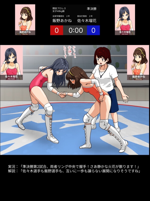 競技プロレス女子テレビ中継風イラスト集