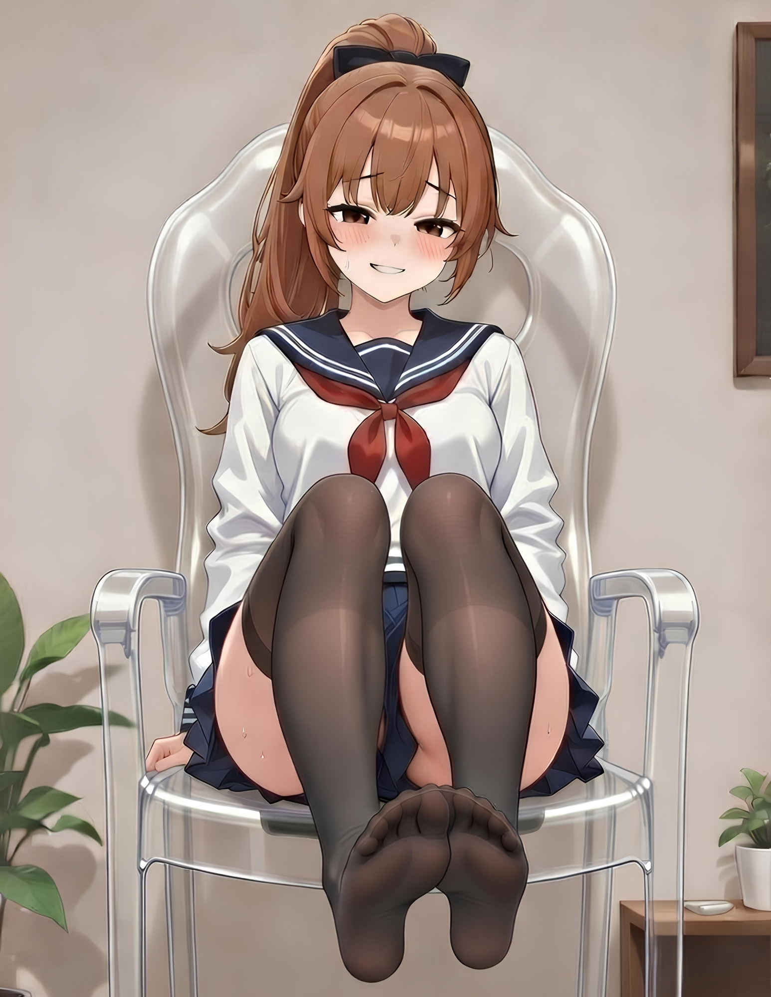 ニーソ足裏で乳首責めだけしてくれる現役JKリフレ