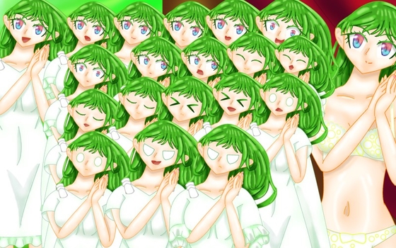 立ち絵素材36表情差分20種全裸衣装差分6つき白ドレス緑髪の女の子