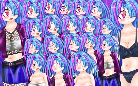 立ち絵素材37表情差分20種全裸衣装差分8つき網目タイツチューブトップジャケット少女