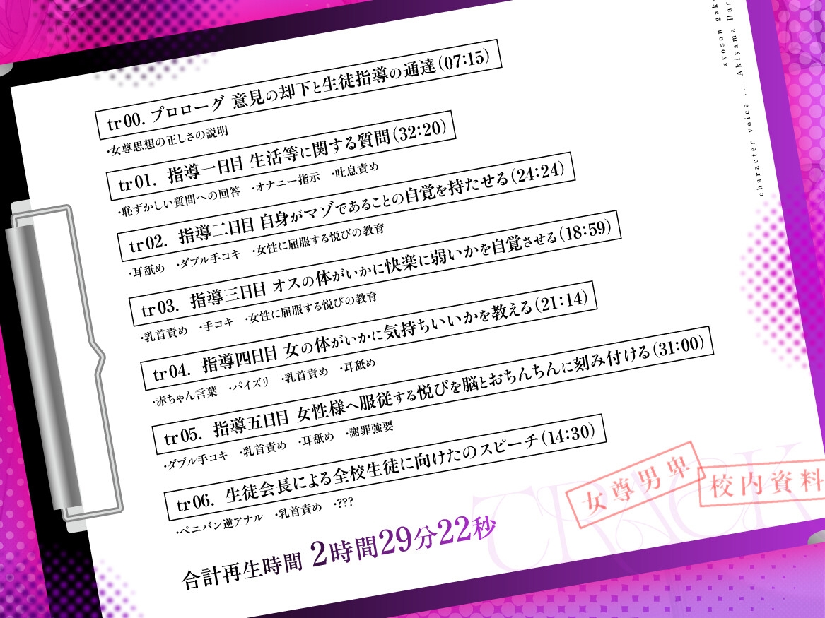 女尊学園～女尊男卑思想の女学園長と担任の先生が反抗的な生徒を徹底的にマゾオス調教する話～