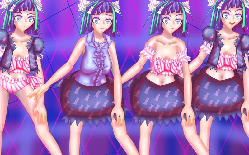 立ち絵素材39表情差分20種全裸衣装差分8つきバンドゥビキニ水着とキャンディ柄衣装の女の子