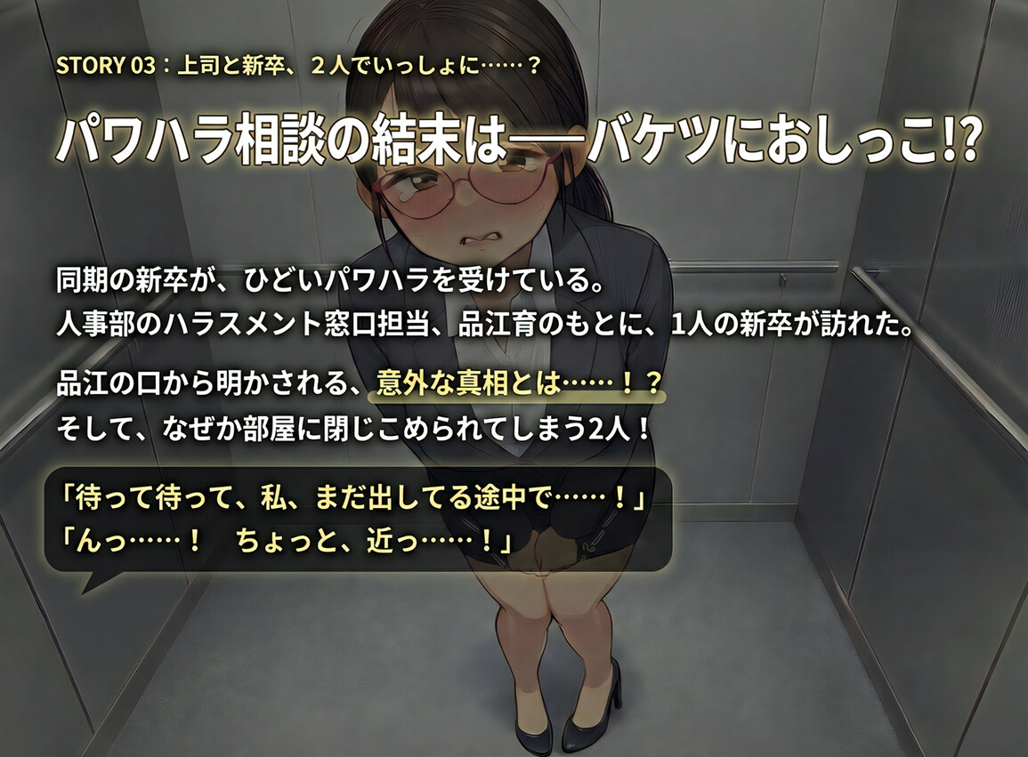 【おしっこ我慢】パワハラ女上司が、利尿剤を仕込まれて…… ～上司と新卒 おしがま短編集～