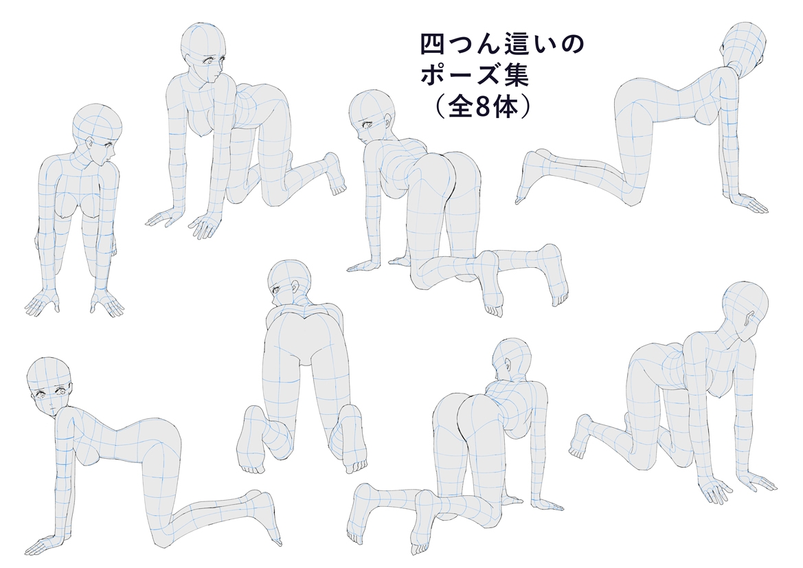 四つん這いポーズ集 全8体