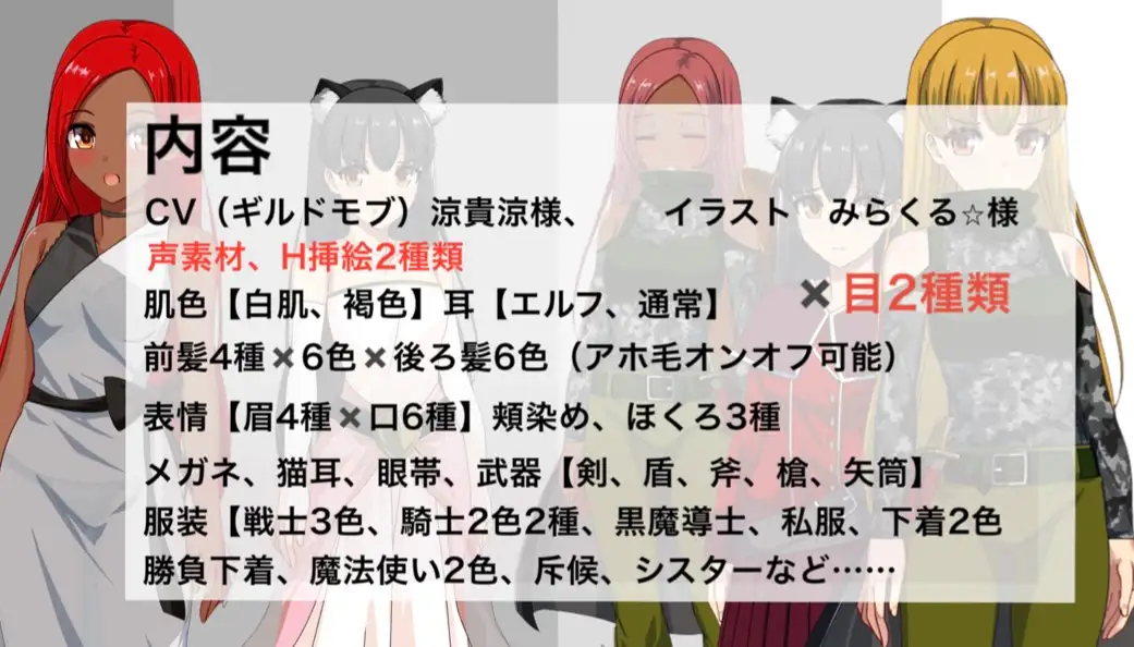 【フリー素材】ギルド系モブ(普通目線目ロングヘアー)【大容量の立ち絵&イラスト】