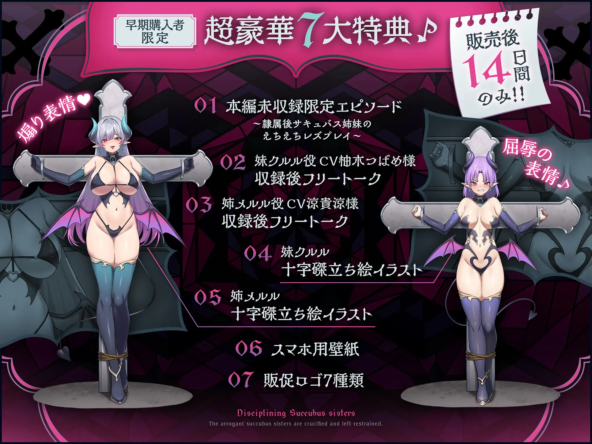 ✅14日間限定7大特典付き✅〜インモラル淫魔指導♪〜あえて精液を与えなかったら、割とすぐに堕ちたプライドMAXの凶悪サキュバス姉妹への分からせ拘束放置&服従淫紋契約♪