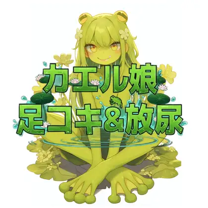 カエル娘の乳首責め足コキ&お風呂場放尿