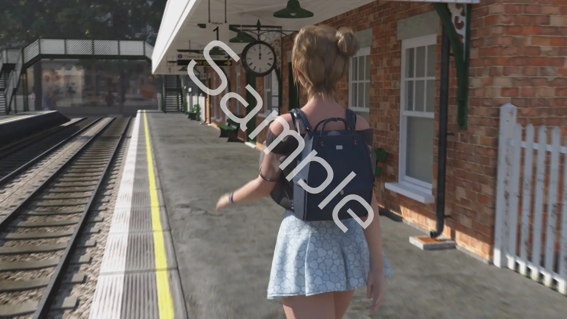 一ノ瀬廻里・私服登校日の通学途中の駅の階段でスカート内逆さ撮り盗撮の被害に遭う:PV01(サテン地ピンク水玉パンティ)