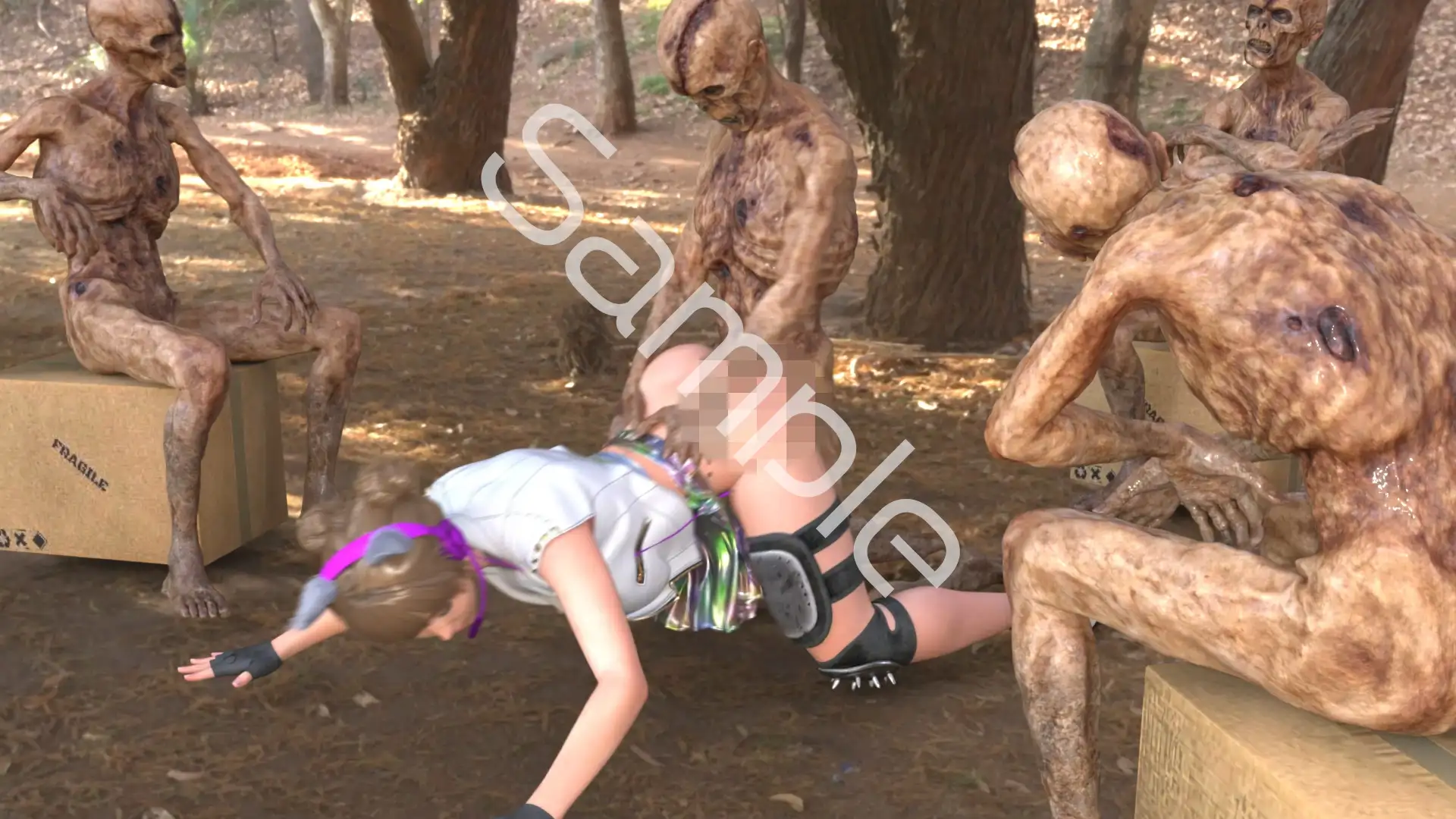 【▲100】廻里が主人公のMMORPG『編隊コレクション:Re』ゲーム動画(Vol.02:ゾンビの集団によるレ○プ被害に遭ってしまう:バック)