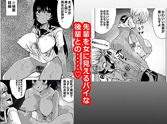 男の娘の性別がわからない先輩と先輩が女に見えるバイな後輩とカオスなおねショ〇百合えっちホ〇セックス