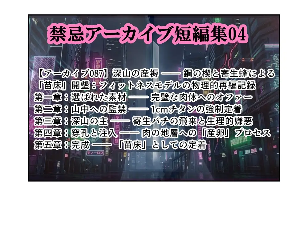 禁忌アーカイブ短編集04 深山の苗床と清流の肉堰蟲責め魚責めされるアスリート