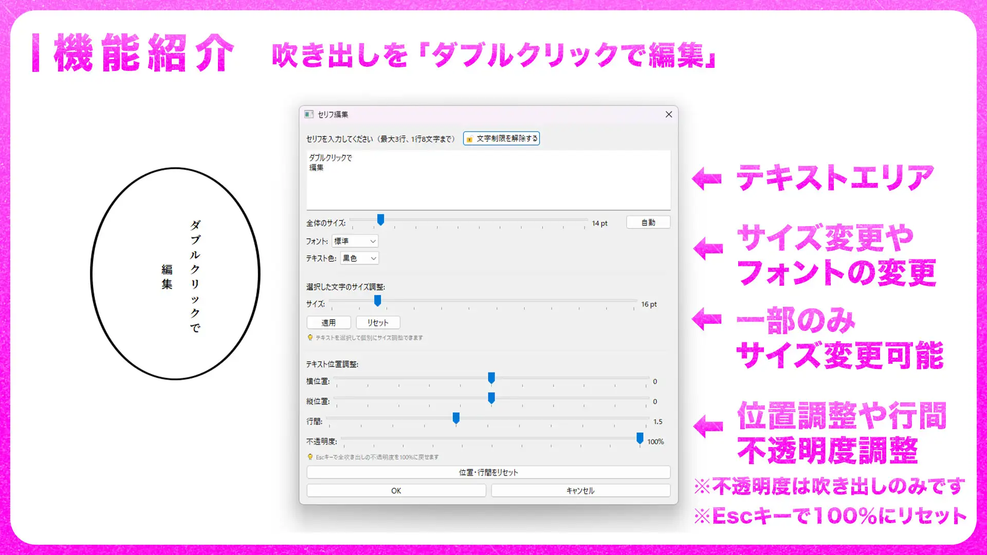 コトノハのせ -デスクトップの最前面に透過で配置-
