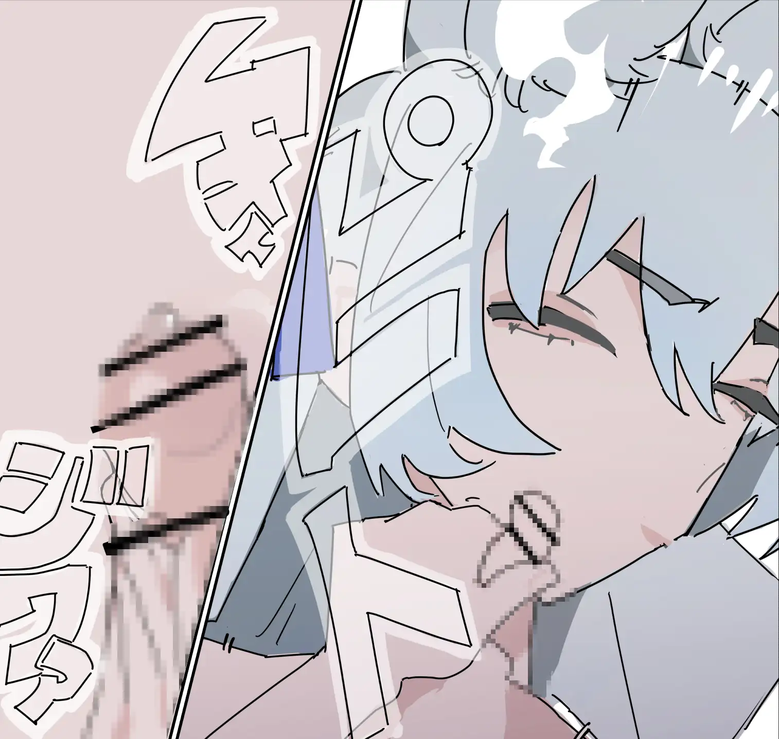 ケモ耳騎士さんに顔射マーキングして魔除けする漫画