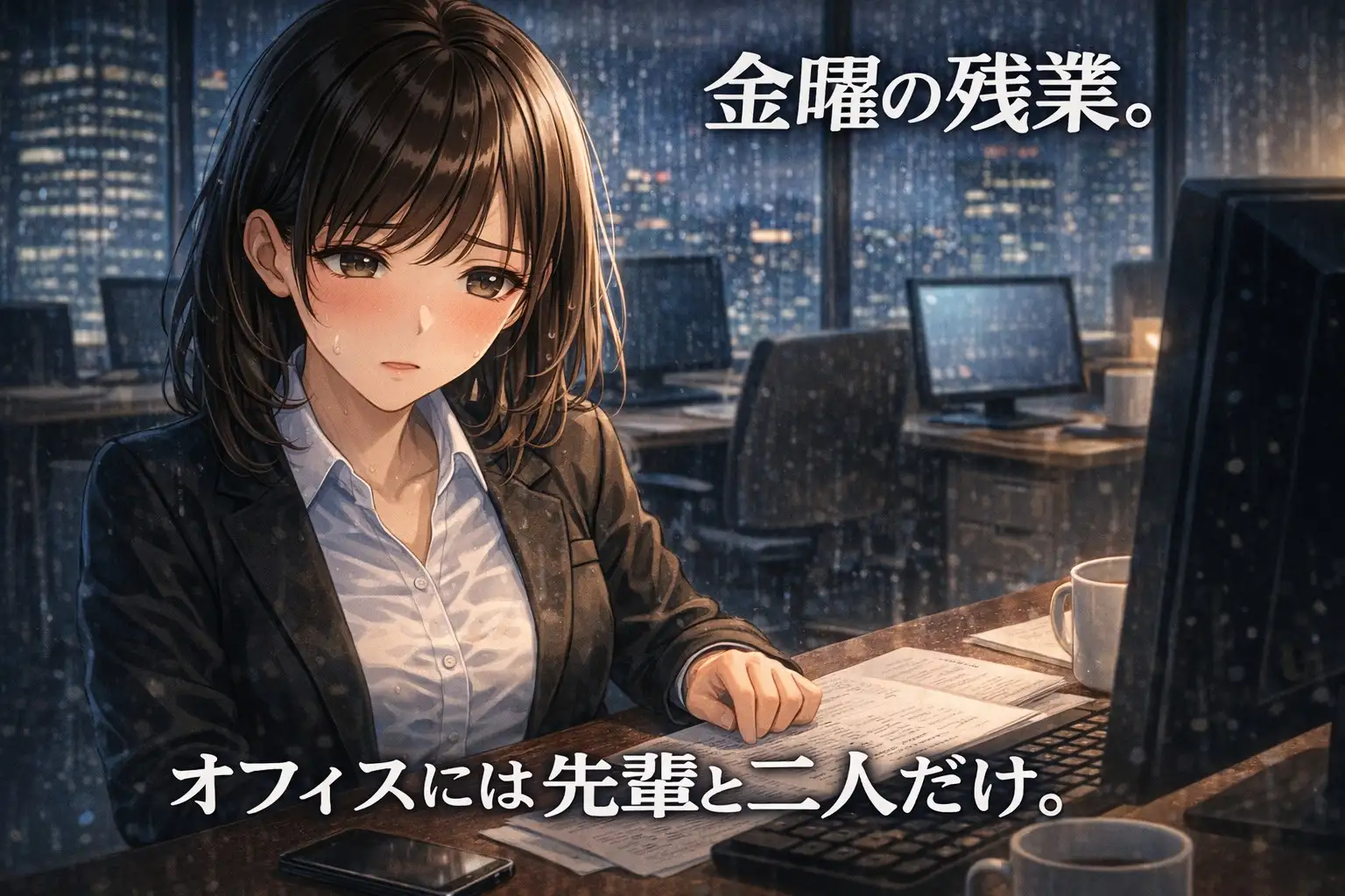 残業の夜、先輩と二人きりのオフィスで ―彼氏には言えない残業―