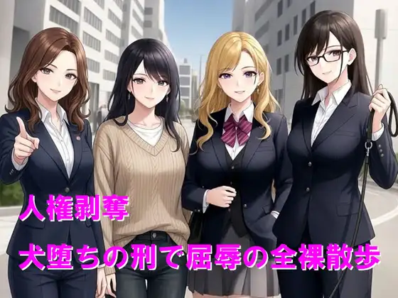 人権剥奪、犬堕ちの刑で屈辱の全裸散歩