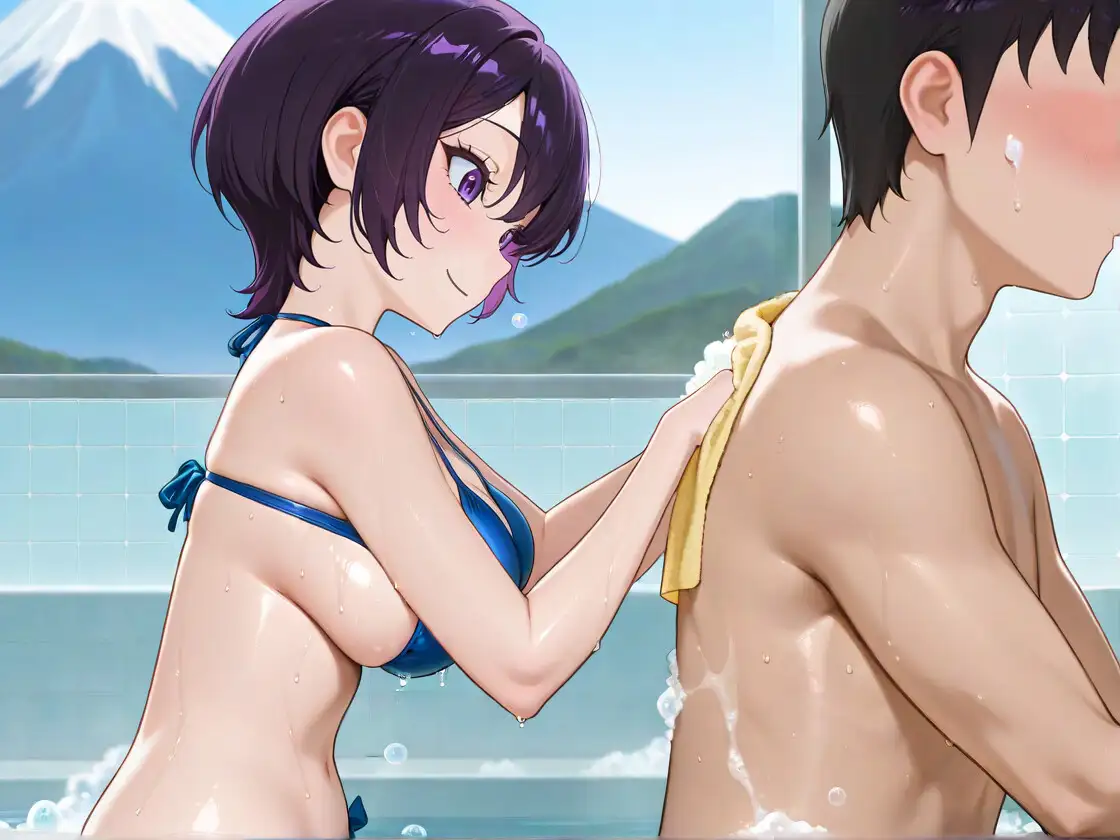 クールビューティな番台のお姉さんは気に入った客(ボク)で性欲を発散する【バイノーラル/女性優位/中出し】