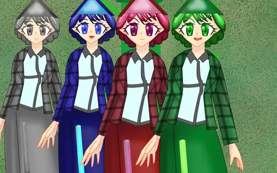 全裸差分つき立ち絵素材44表情差分6種衣装色差分8種家の擬人化少女