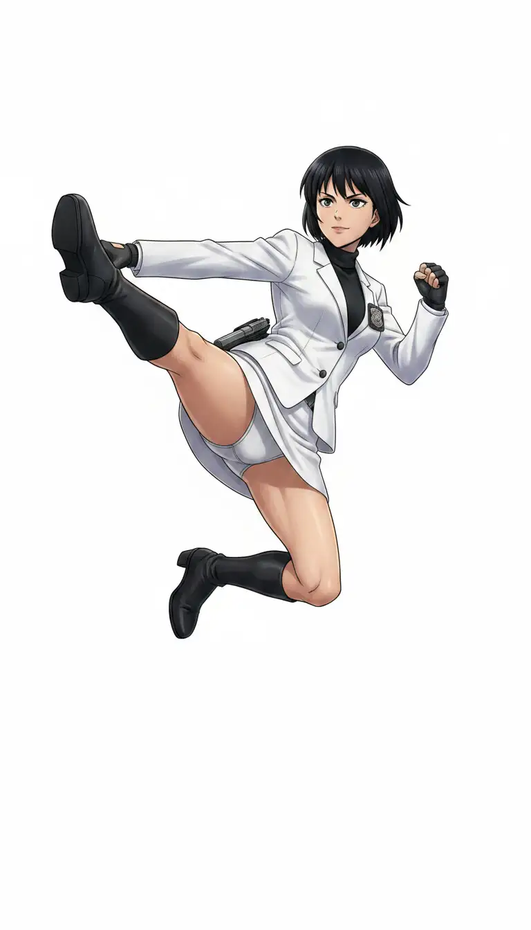 ミニスカ改造人間刑事サキVS悪の改造人間グループ、最後にサキはSEX技で首領を倒す、その後、サキは男漁りをして男は改造おまんことも知らずにサキのおまんこの挿入する