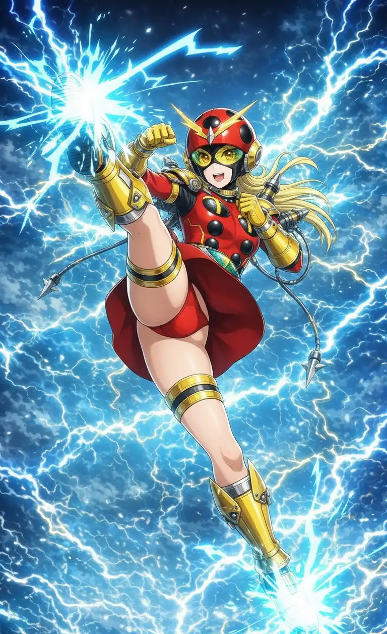 ミニスカアラサー電気仮◯ライダー17号の最終兵器、おまんこサンダーブレーク炸裂