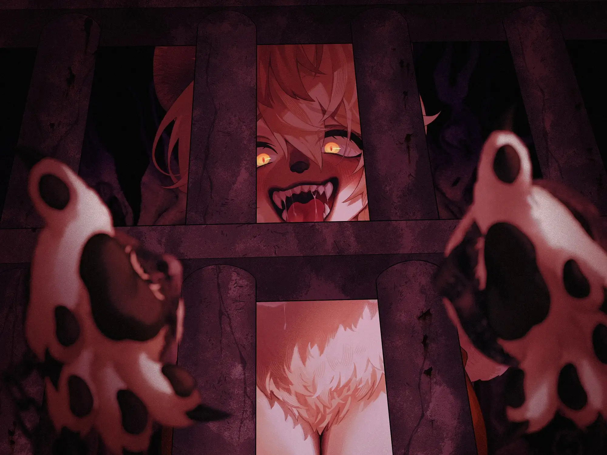 凶悪犯罪者のハイエナお姉さんが檻越しに責めてきて逃げられない